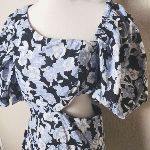 Sofie the Label Floral Cutout Side Puff Sleeve Mini Dress Black Size S - Picture 8 of 12
